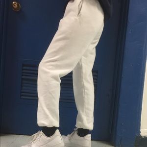 white trendy sweatpants